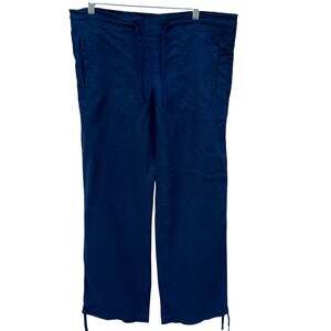 Island Importer Vintage Navy Blue Linen Women's Pants Surf Style Size Medium